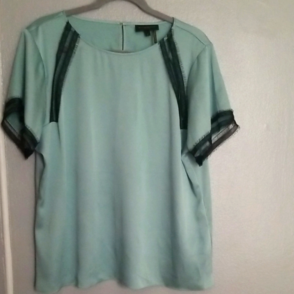 Donna Karan Women's Top, Mint Green with Black Accents